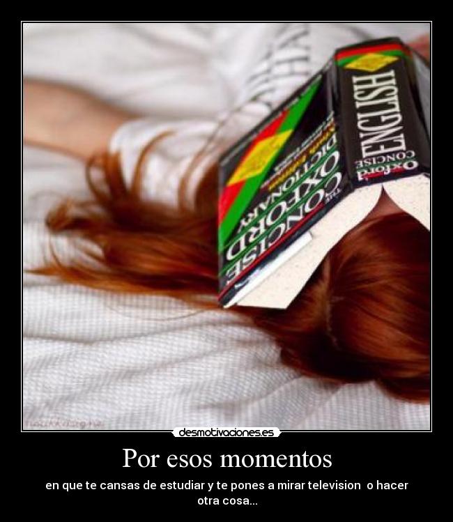 Por esos momentos - en que te cansas de estudiar y te pones a mirar television o hacer otra cosa...