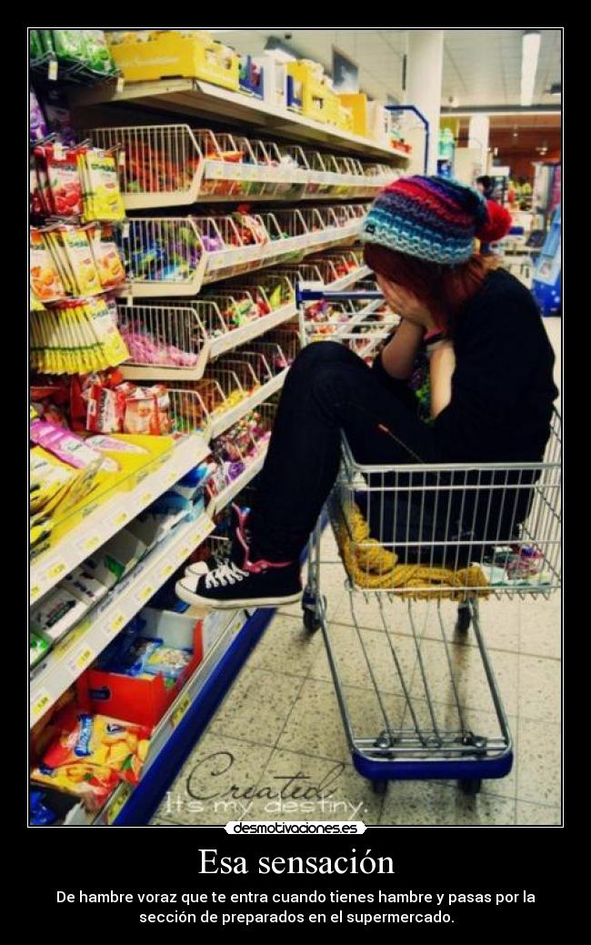 Esa sensación - De hambre voraz que te entra cuando tienes hambre y pasas por la
sección de preparados en el supermercado.