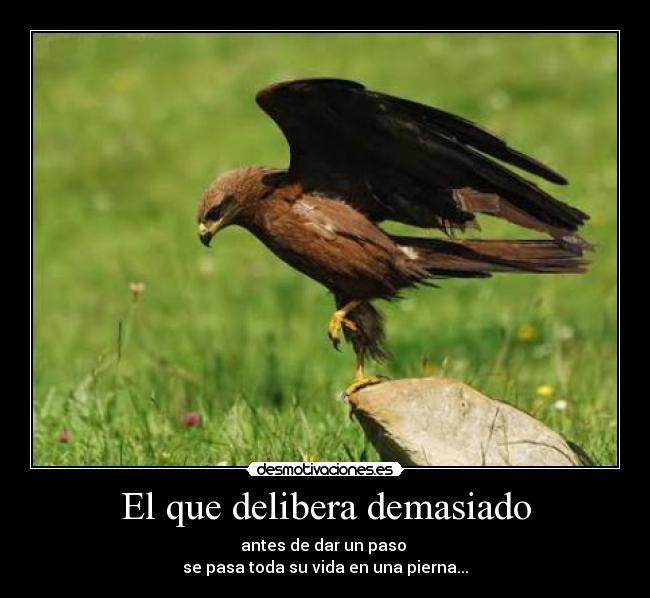 El que delibera demasiado - antes de dar un paso 
se pasa toda su vida en una pierna...