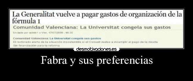 Fabra y sus preferencias -