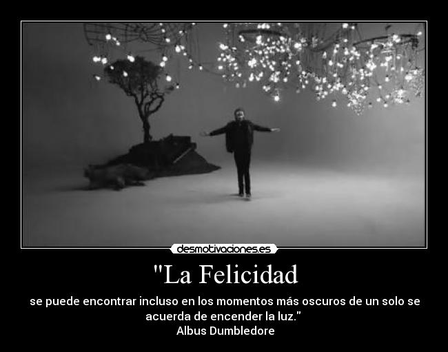 La Felicidad - se puede encontrar incluso en los momentos más oscuros de un solo se
acuerda de encender la luz. 
 Albus Dumbledore