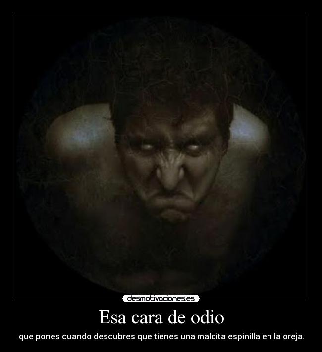 Esa cara de odio - que pones cuando descubres que tienes una maldita espinilla en la oreja.