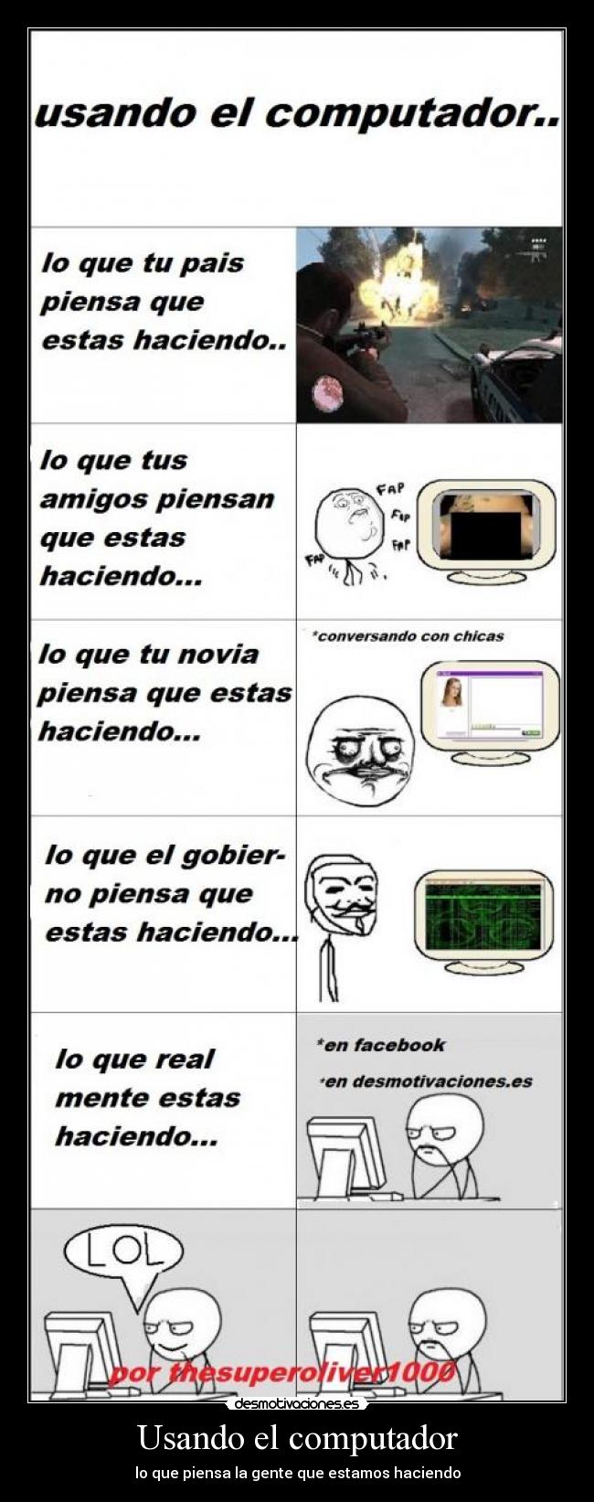 Usando el computador - lo que piensa la gente que estamos haciendo