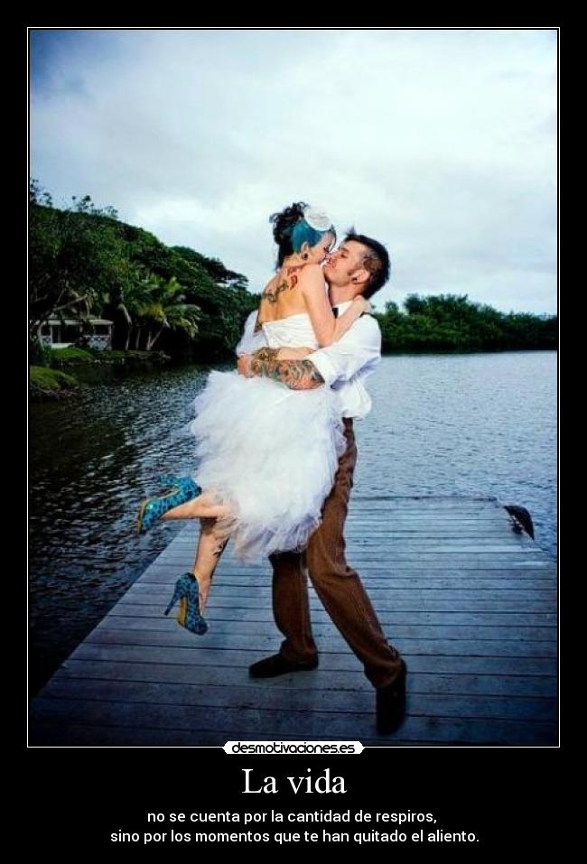 La vida - no se cuenta por la cantidad de respiros,
sino por los momentos que te han quitado el aliento.