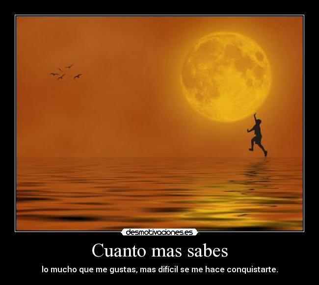 Cuanto mas sabes - lo mucho que me gustas, mas difícil se me hace conquistarte.