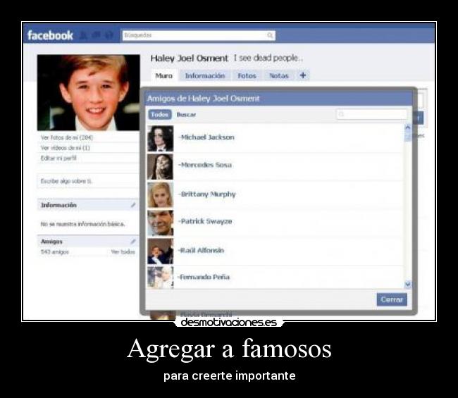 Agregar a famosos - para creerte importante