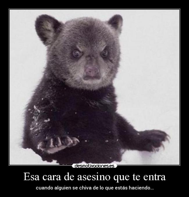 Esa cara de asesino que te entra - cuando alguien se chiva de lo que estás haciendo...