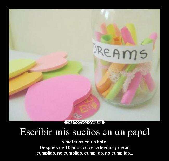 Escribir mis sueños en un papel -