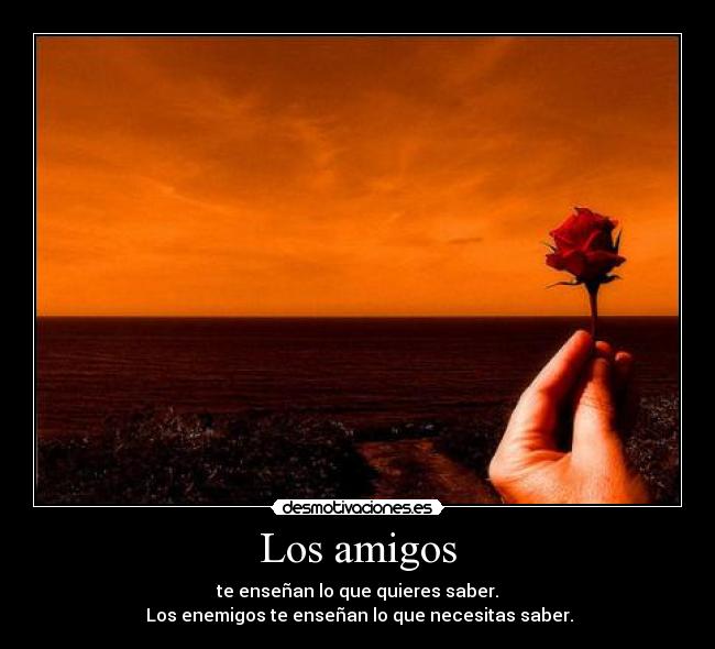 Los amigos - te enseñan lo que quieres saber.
 Los enemigos te enseñan lo que necesitas saber.