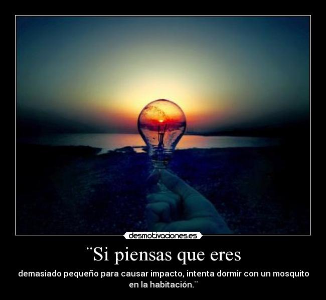 ¨Si piensas que eres - demasiado pequeño para causar impacto, intenta dormir con un mosquito
en la habitación.¨