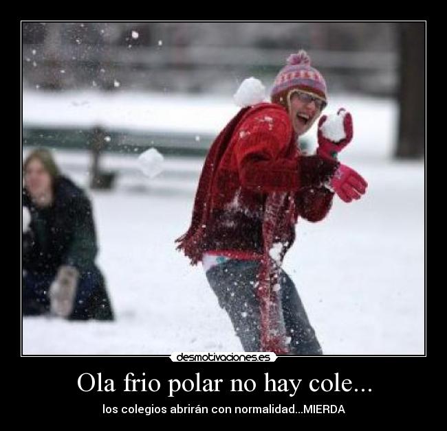 Ola frio polar no hay cole... -