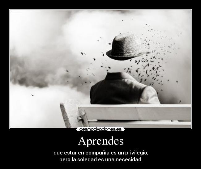 Aprendes - que estar en compañía es un privilegio,
pero la soledad es una necesidad.