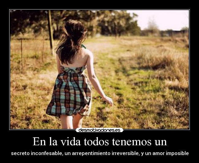 En la vida todos tenemos un - secreto inconfesable, un arrepentimiento irreversible, y un amor imposible