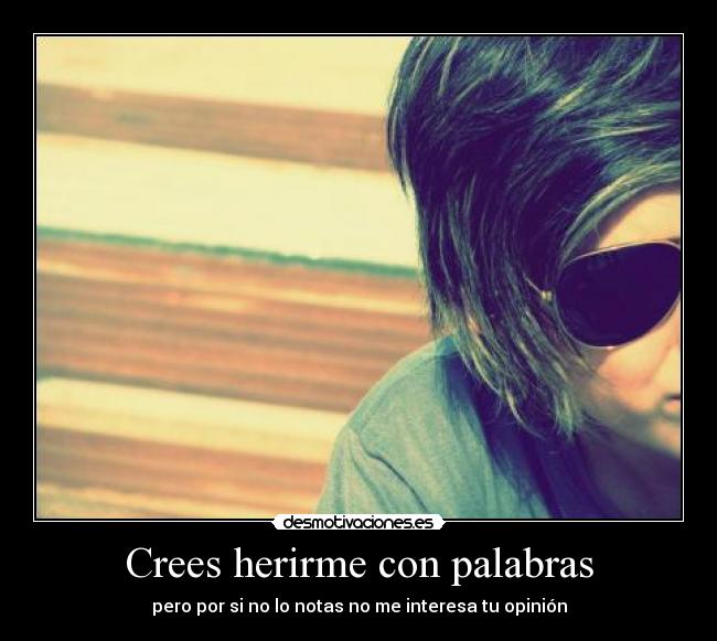 Crees herirme con palabras - pero por si no lo notas no me interesa tu opinión