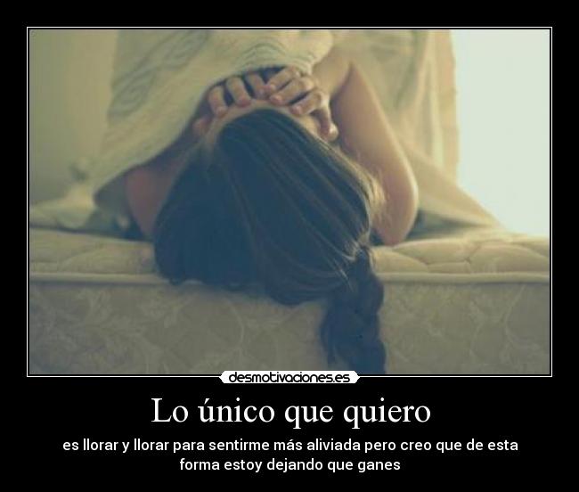 Lo único que quiero - es llorar y llorar para sentirme más aliviada pero creo que de esta
forma estoy dejando que ganes