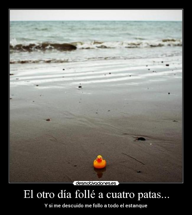 El otro día follé a cuatro patas... - Y si me descuido me follo a todo el estanque