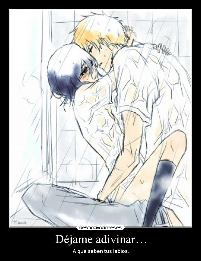 carteles bleach kuchiki rukia kurosaki ichigo labios fanservice desmotivaciones