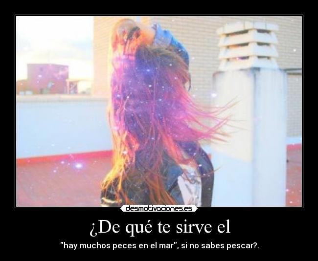¿De qué te sirve el - hay muchos peces en el mar, si no sabes pescar?.