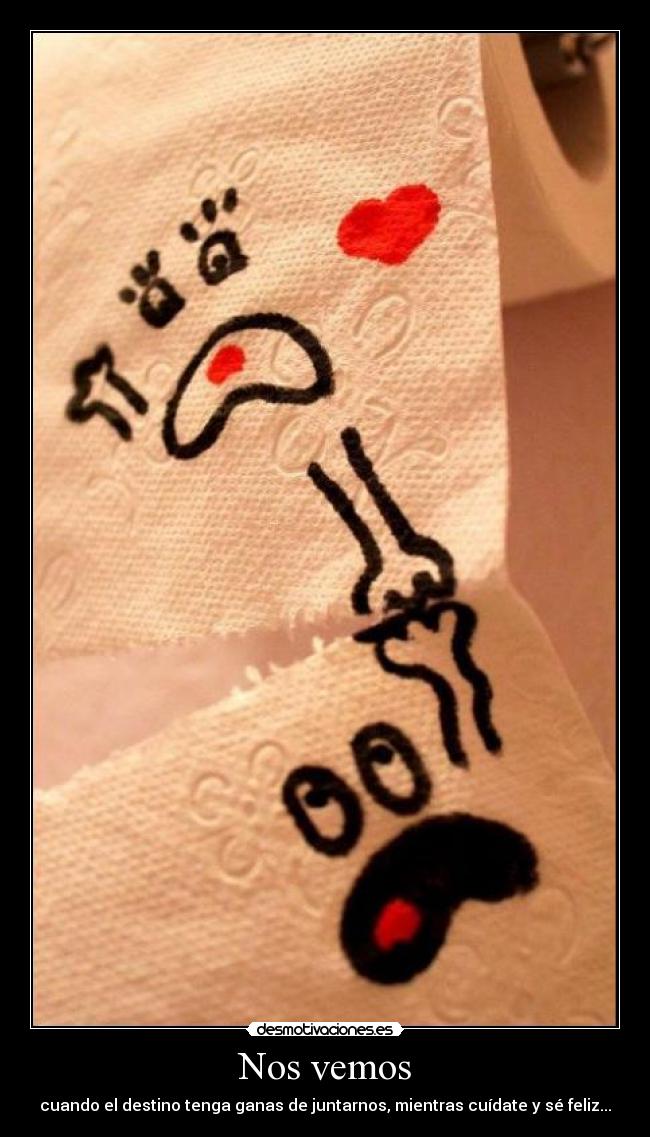 Nos vemos - cuando el destino tenga ganas de juntarnos, mientras cuídate y sé feliz...