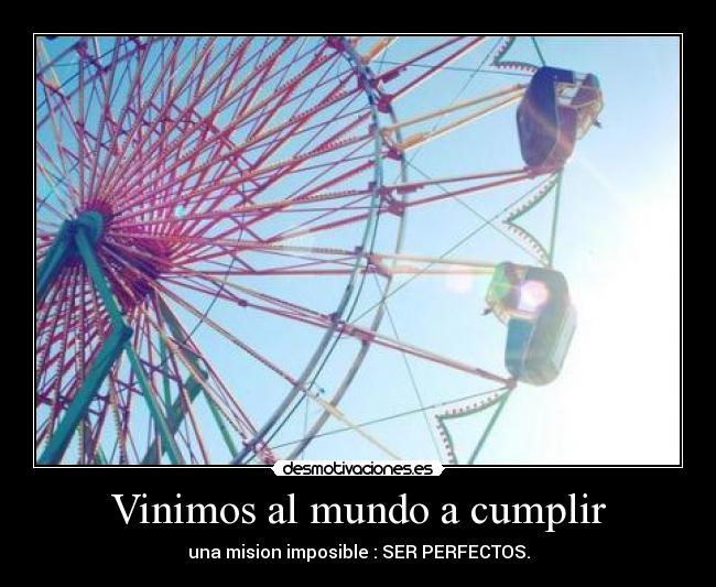 Vinimos al mundo a cumplir - una mision imposible : SER PERFECTOS.