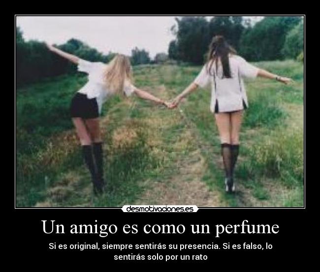 Un amigo es como un perfume - Si es original, siempre sentirás su presencia. Si es falso, lo sentirás solo por un rato