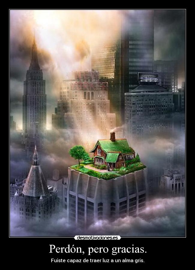 Perdón, pero gracias. - Fuiste capaz de traer luz a un alma gris.