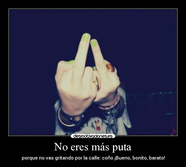 No eres más puta - porque no vas gritando por la calle: coño ¡Bueno, bonito, barato!