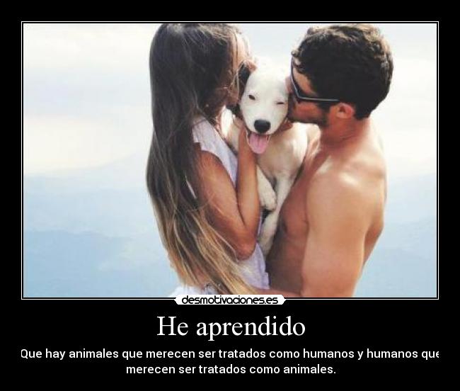 He aprendido - Que hay animales que merecen ser tratados como humanos y humanos que
merecen ser tratados como animales.