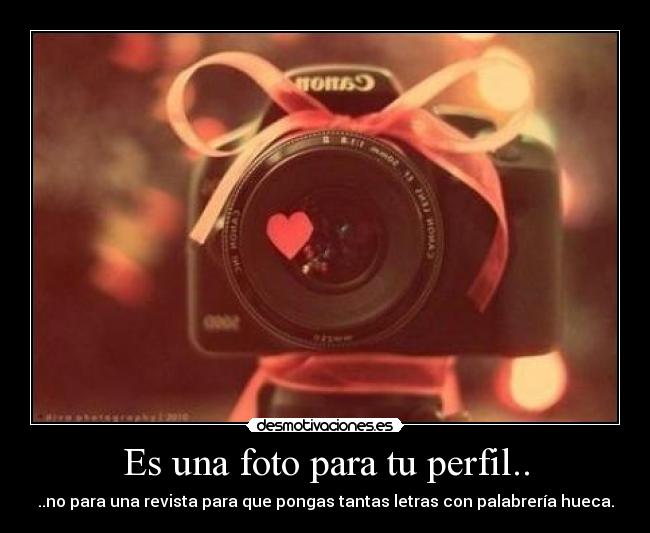 Es una foto para tu perfil.. - ..no para una revista para que pongas tantas letras con palabrería hueca.