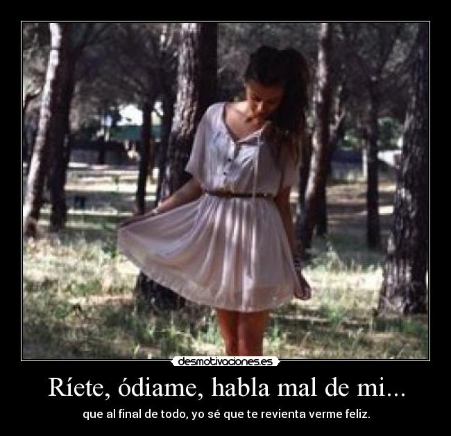 Ríete, ódiame, habla mal de mi... - 