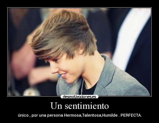 Un sentimiento - único , por una persona Hermosa,Talentosa,Humilde . PERFECTA.