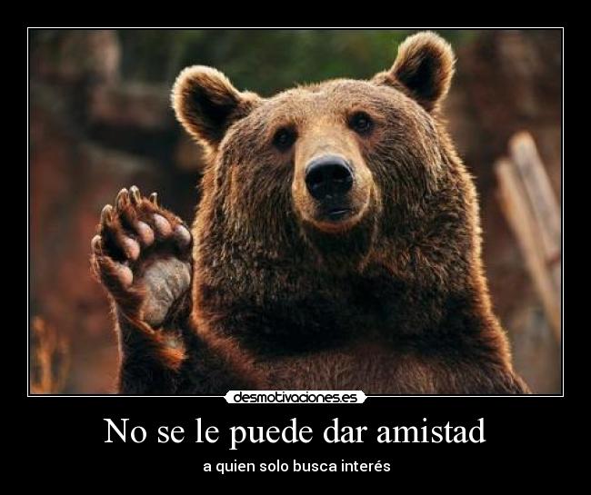 No se le puede dar amistad - a quien solo busca interés