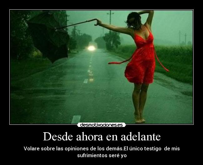 Desde ahora en adelante - Volare sobre las opiniones de los demás.El único testigo de mis sufrimientos seré yo