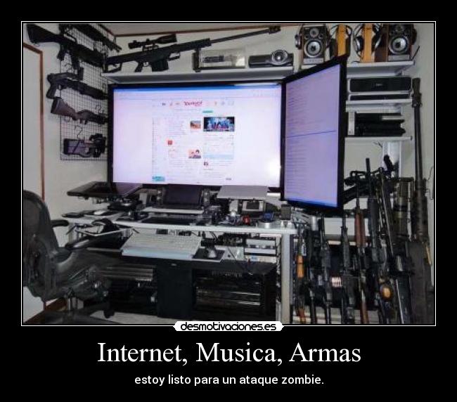 Internet, Musica, Armas - estoy listo para un ataque zombie.