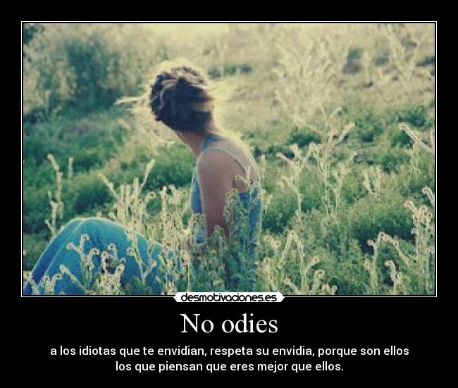 No odies - a los idiotas que te envidian, respeta su envidia, porque son ellos
los que piensan que eres mejor que ellos.