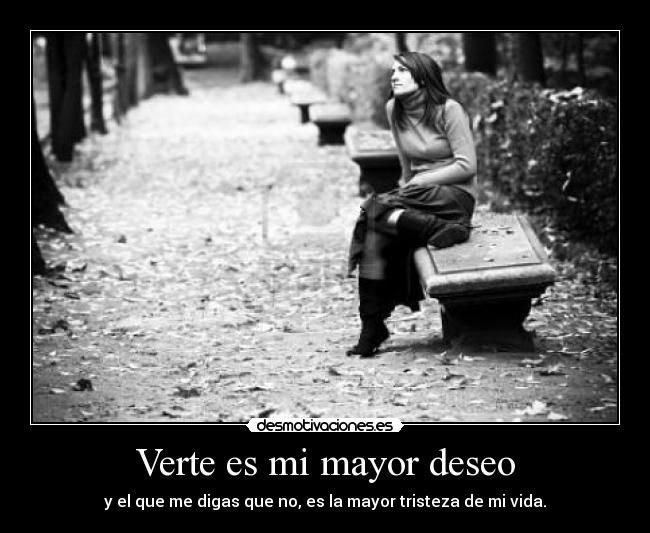 Verte es mi mayor deseo - y el que me digas que no, es la mayor tristeza de mi vida.