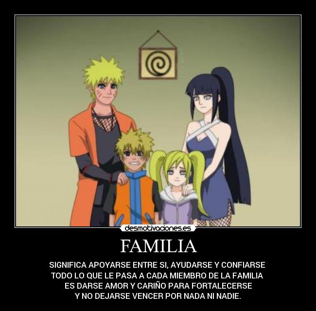 FAMILIA - SIGNIFICA APOYARSE ENTRE SI, AYUDARSE Y CONFIARSE
TODO LO QUE LE PASA A CADA MIEMBRO DE LA FAMILIA
ES DARSE AMOR Y CARIÑO PARA FORTALECERSE
Y NO DEJARSE VENCER POR NADA NI NADIE.