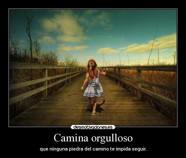 Camina orgulloso - que ninguna piedra del camino te impida seguir.