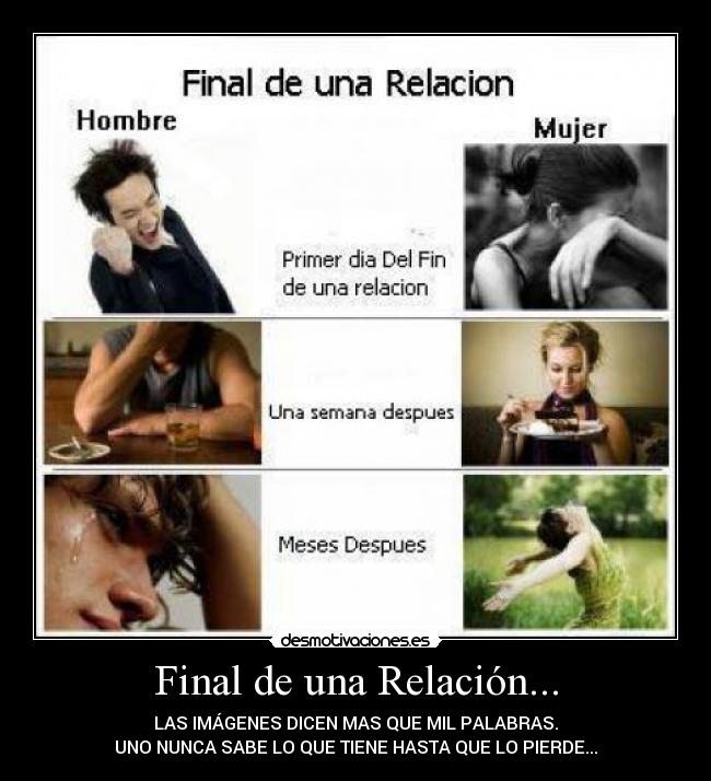 Final de una Relación... - LAS IMÁGENES DICEN MAS QUE MIL PALABRAS.
UNO NUNCA SABE LO QUE TIENE HASTA QUE LO PIERDE...