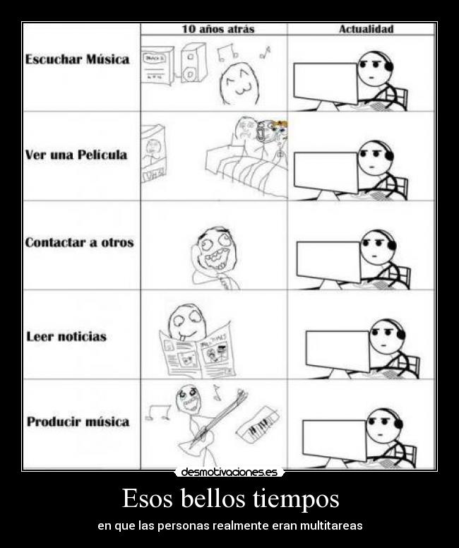 Esos bellos tiempos - en que las personas realmente eran multitareas