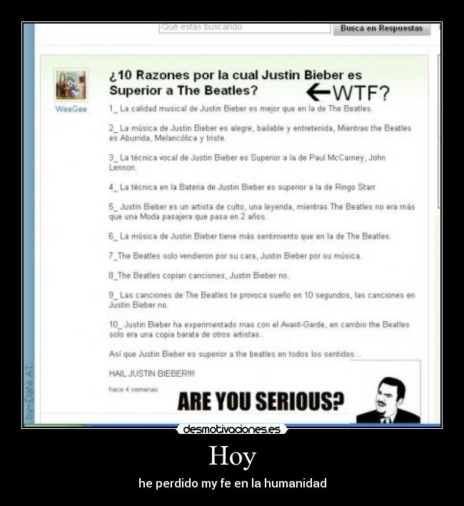 Hoy - he perdido my fe en la humanidad