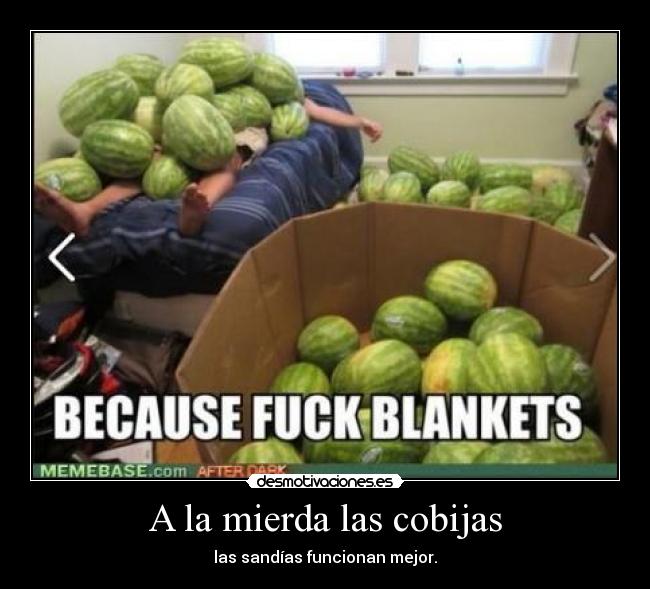 A la mierda las cobijas - las sandías funcionan mejor.