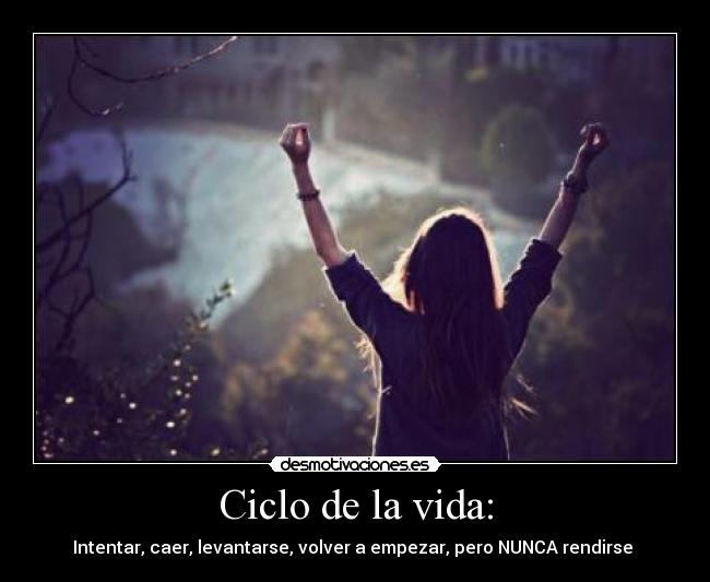 Ciclo de la vida: - Intentar, caer, levantarse, volver a empezar, pero NUNCA rendirse ♥