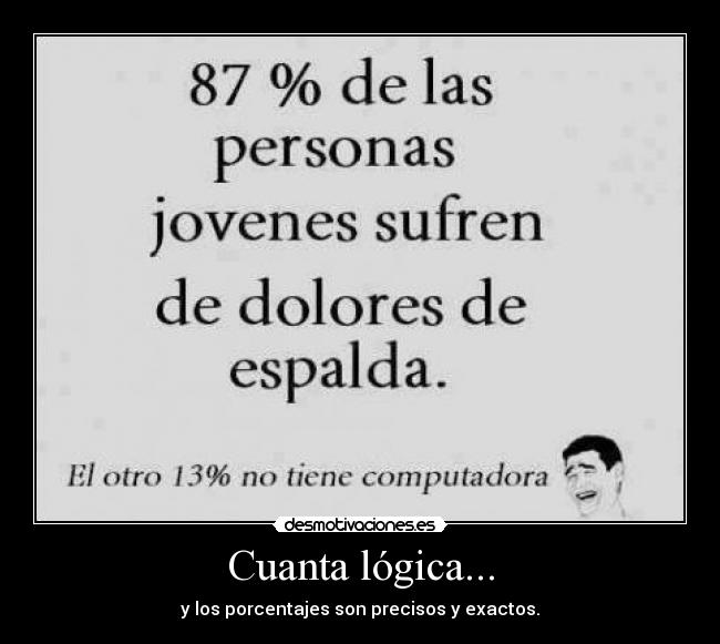 Cuanta lógica... - y los porcentajes son precisos y exactos.