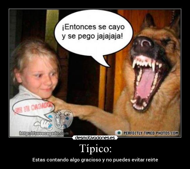 Típico: - Estas contando algo gracioso y no puedes evitar reírte