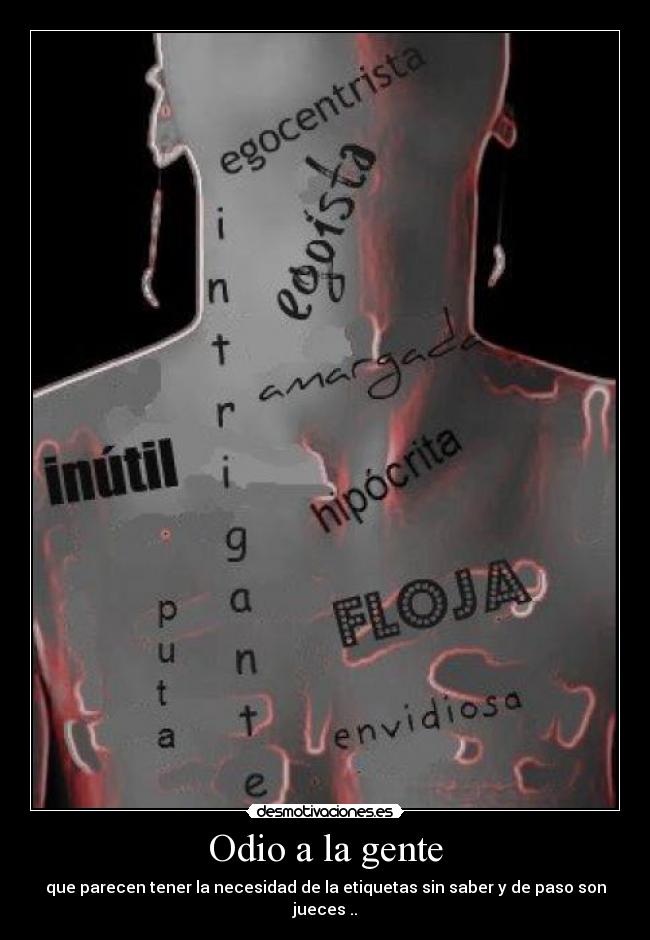 Odio a la gente - que parecen tener la necesidad de la etiquetas sin saber y de paso son jueces ..