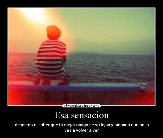 Esa sensacion - de miedo al saber que tu mejor amigo se va lejos y piensas que no lo
vas a volver a ver