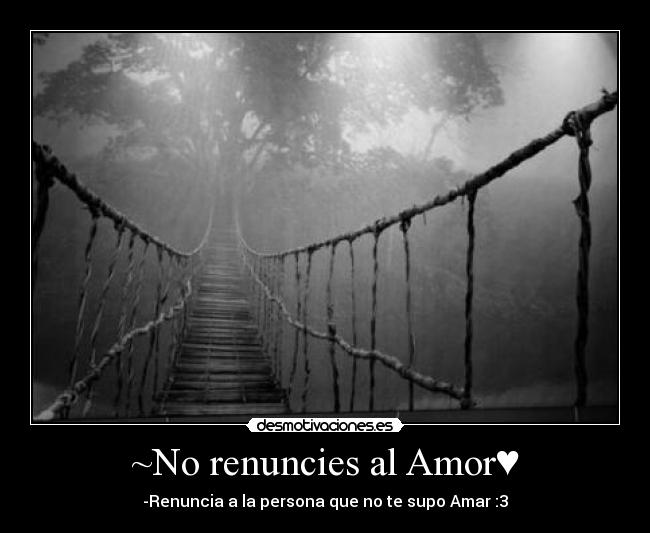 ~No renuncies al Amor♥ - -Renuncia a la persona que no te supo Amar :3
