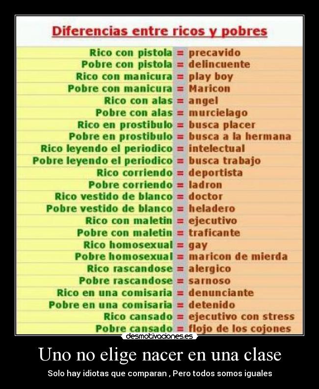 Uno no elige nacer en una clase -