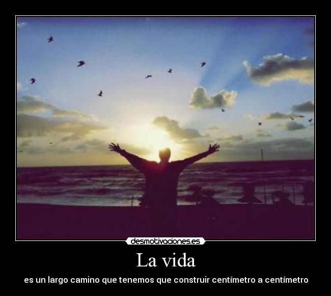 La vida - es un largo camino que tenemos que construir centímetro a centímetro